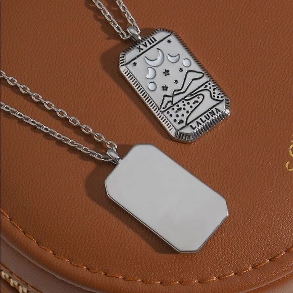 Sun Silver Stainless Steel Non Tarnish Tarot Card Bohemian Necklace - Picture 5 of 6